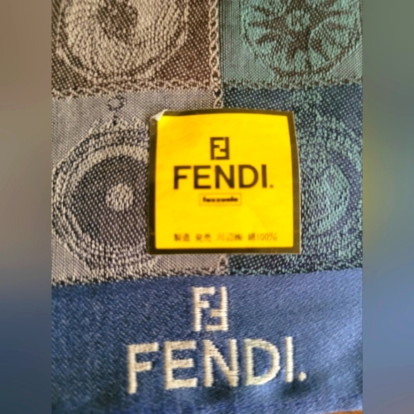 Fendi Blue and Gray Patterned Scarf - Picture 3 of 3